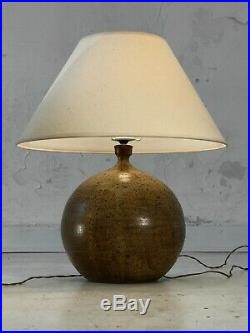 1970 La Borne 2 Lampes Moderniste Brutalist Forme-libre Ceramique Vallauris Gres