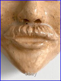 1990 Masque Visage Ceramique Sculpture Art-deco Shabby-chic Neo-classique