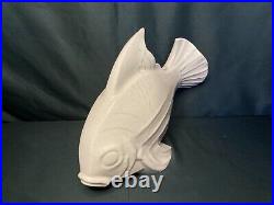 2211796 LE JAN, grand poisson en céramique craquelée Art déco vers 1930