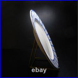 2 assiettes plates blanc bleu céramique faïence vintage art déco France N7915