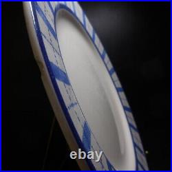 2 assiettes plates blanc bleu céramique faïence vintage art déco France N7915