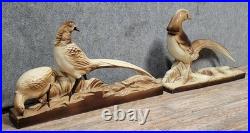 2 groupes de sculptures de faisans en céramique émaillées époque Art Déco