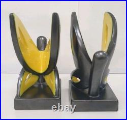 2 serre livre bougeoirs papillon cab ceramique faience art deco zoomorphe