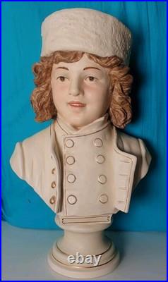 39 cm sculpture buste bernard bloch 19 eme majolique art deco nouveau jugendstil