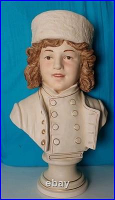 39 cm sculpture buste bernard bloch 19 eme majolique art deco nouveau jugendstil