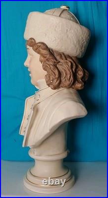 39 cm sculpture buste bernard bloch 19 eme majolique art deco nouveau jugendstil