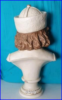 39 cm sculpture buste bernard bloch 19 eme majolique art deco nouveau jugendstil