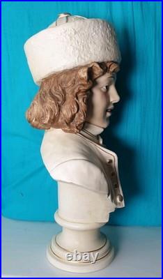39 cm sculpture buste bernard bloch 19 eme majolique art deco nouveau jugendstil