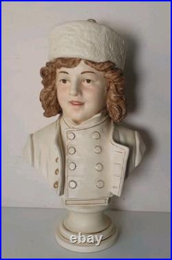 39 cm sculpture buste bernard bloch 19 eme majolique art deco nouveau jugendstil