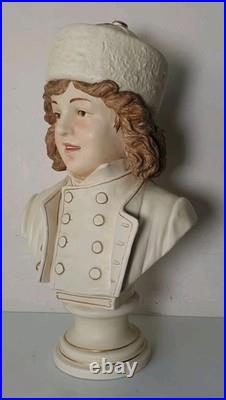 39 cm sculpture buste bernard bloch 19 eme majolique art deco nouveau jugendstil