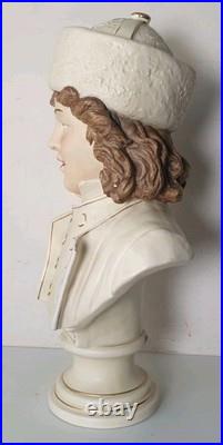 39 cm sculpture buste bernard bloch 19 eme majolique art deco nouveau jugendstil