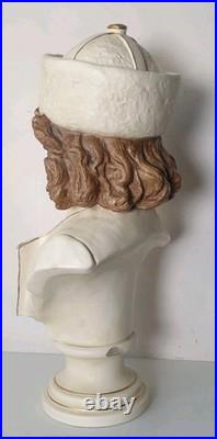 39 cm sculpture buste bernard bloch 19 eme majolique art deco nouveau jugendstil