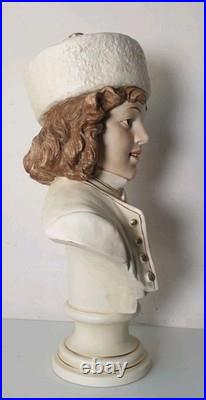 39 cm sculpture buste bernard bloch 19 eme majolique art deco nouveau jugendstil