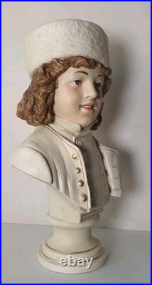 39 cm sculpture buste bernard bloch 19 eme majolique art deco nouveau jugendstil