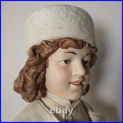 39 cm sculpture buste bernard bloch 19 eme majolique art deco nouveau jugendstil