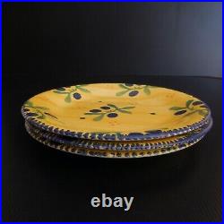 3 assiettes plates Provence céramique faïence peint main art déco France N6328