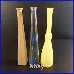 3 bouteilles vases soliflores verre céramique fait main vintage art déco N3904