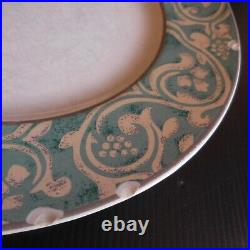 4 assiettes plates céramique grès véritable Pavillon vert art déco table N7052