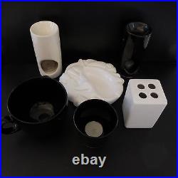 6 pièces céramique faïence porcelaine verre art-déco contemporain noir & blanc