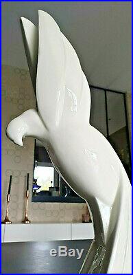 ADNET PIGEON Envol faience blanche ceramique art déco céramiste signé