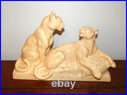 ANCIENNE SCULPTURE Art Déco Céramique Craquelé Lionne ODYV Odette Berlot Mussier ANCIENNE SCULPTURE Art Déco Céramique Craquelé Lionne ODYV Odette Berlot Mussier