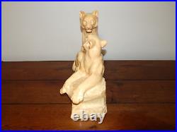 ANCIENNE SCULPTURE Art Déco Céramique Craquelé Lionne ODYV Odette Berlot Mussier