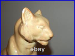 ANCIENNE SCULPTURE Art Déco Céramique Craquelé Lionne ODYV Odette Berlot Mussier