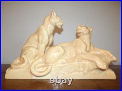 ANCIENNE SCULPTURE Art Déco Céramique Craquelé Lionne ODYV Odette Berlot Mussier ANCIENNE SCULPTURE Art Déco Céramique Craquelé Lionne ODYV Odette Berlot Mussier