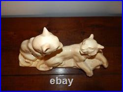 ANCIENNE SCULPTURE Art Déco Céramique Craquelé Lionne ODYV Odette Berlot Mussier