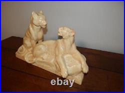 ANCIENNE SCULPTURE Art Déco Céramique Craquelé Lionne ODYV Odette Berlot Mussier