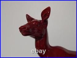 ANCIENNE SCULPTURE Art Déco en Céramique Rouge Biche Signé Bonome