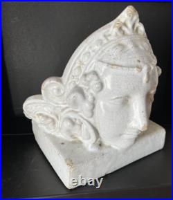 ANCIENNE SCULPTURE STATUETTE CERAMIQUE FAIENCE Kachelofen ALSACE poêle ART DÉCO