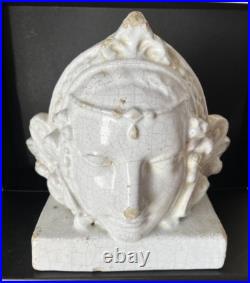 ANCIENNE SCULPTURE STATUETTE CERAMIQUE FAIENCE Kachelofen ALSACE poêle ART DÉCO