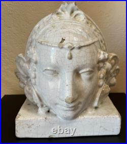 ANCIENNE SCULPTURE STATUETTE CERAMIQUE FAIENCE Kachelofen ALSACE poêle ART DÉCO