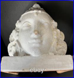ANCIENNE SCULPTURE STATUETTE CERAMIQUE FAIENCE Kachelofen ALSACE poêle ART DÉCO