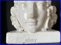 ANCIENNE SCULPTURE STATUETTE CERAMIQUE FAIENCE Kachelofen ALSACE poêle ART DÉCO