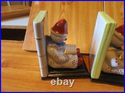 ART DECO art nouveau CLOWNS Paire de serre livres en céramique JK
