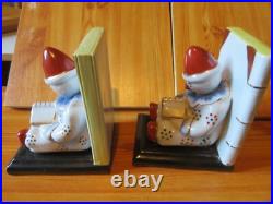 ART DECO art nouveau CLOWNS Paire de serre livres en céramique JK
