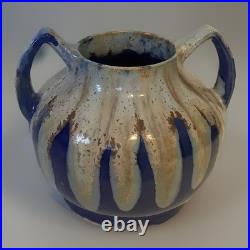 Alphonse Mouton Grand Vase Signé Alpho céramique bleu Français Art Déco 1930 Alphonse Mouton Grand Vase Signé Alpho céramique bleu Français Art Déco 1930