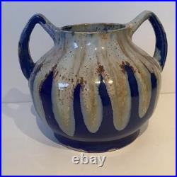 Alphonse Mouton Grand Vase Signé Alpho céramique bleu Français Art Déco 1930 Alphonse Mouton Grand Vase Signé Alpho céramique bleu Français Art Déco 1930