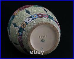 Amphora Vase en Céramique Emaillée Art Déco Fleurs Stylisées vers 1930