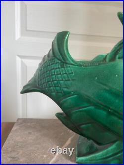 Ancien Grand Poisson Céramique Vert LEJAN Art Déco 40 cm Ancien Grand Poisson Céramique Vert LEJAN Art Déco 40 cm