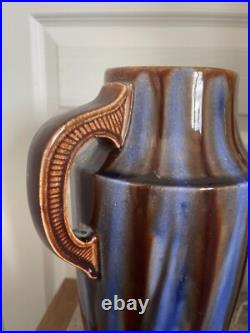 Ancien Paire Vase Céramique Emaillée Amphore Art Déco VIERZON Louis Gueule