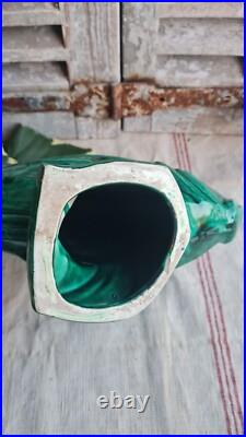 Ancien Poisson Ceramique Lejan Vert Art Deco