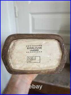 Ancien Vase Céramique Craquelé Méplat Art Déco Echassier KERALOUVE LA LOUVIERE Ancien Vase Céramique Craquelé Méplat Art Déco Echassier KERALOUVE LA LOUVIERE