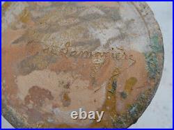 Ancien grand vase en céramiques Art Nouveau Déco signé De Lamazière h. 41,3 cm