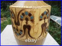 Ancien grand vase en céramiques Art Nouveau Déco signé De Lamazière h. 41,3 cm