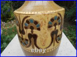 Ancien grand vase en céramiques Art Nouveau Déco signé De Lamazière h. 41,3 cm