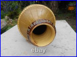 Ancien grand vase en céramiques Art Nouveau Déco signé De Lamazière h. 41,3 cm