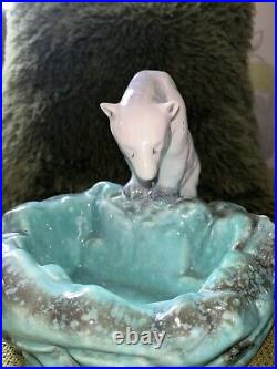 Ancien ours blanc ceramique art deco avec bassin d eau zoo 1920/1940